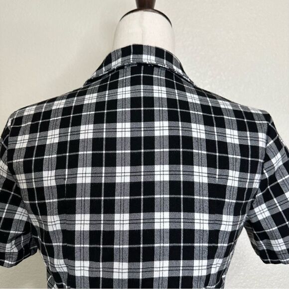 Brandy Melville John Galt Black White Plaid Button Down Cropped Top, Sz Small - Picture 9 of 14